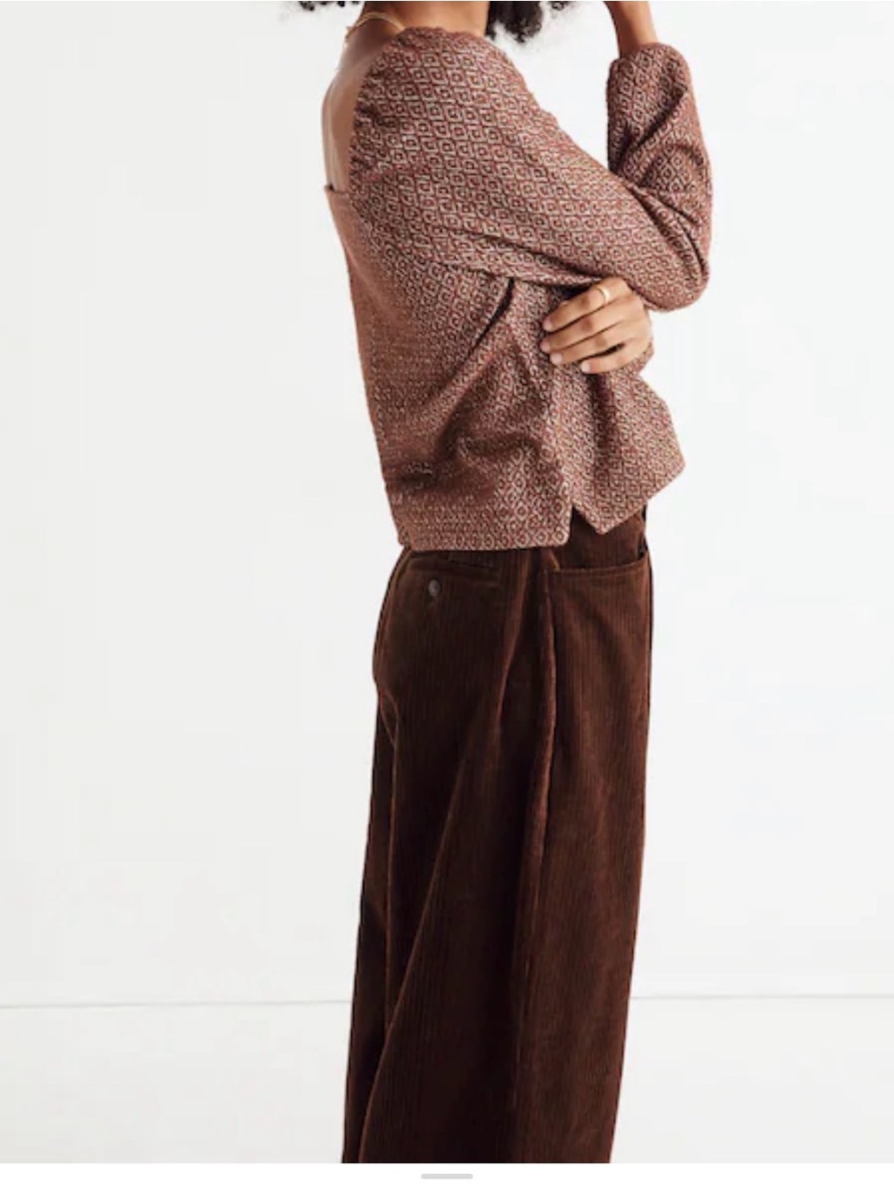 Madewell Brown Geometric Long-Sleeve Blouse - Picture 2 of 8